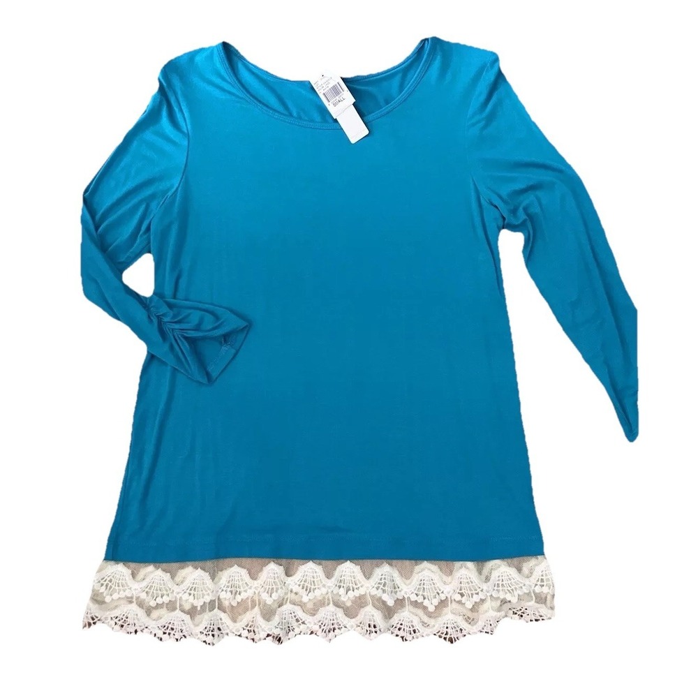NWT New Directions Shirt SZ S Teal Green 3/4 Sleeve Pullover T Shirt Top
